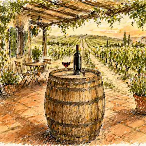 disegno botte degustazione vino